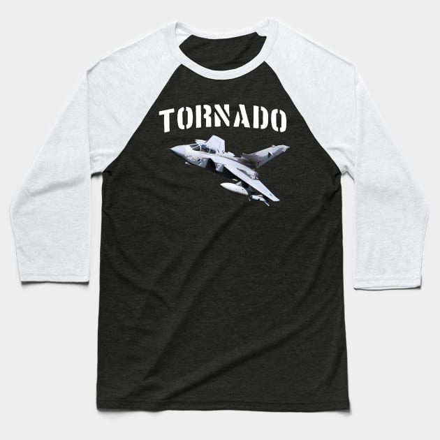 RAF Tornado Fighter Bomber Plane Baseball T-Shirt by Dirty Custard Designs 